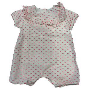Les Lutins Paris Baby Girl Playsuit - Hot Pink Dot Flutter Collar Detail Sz 9m